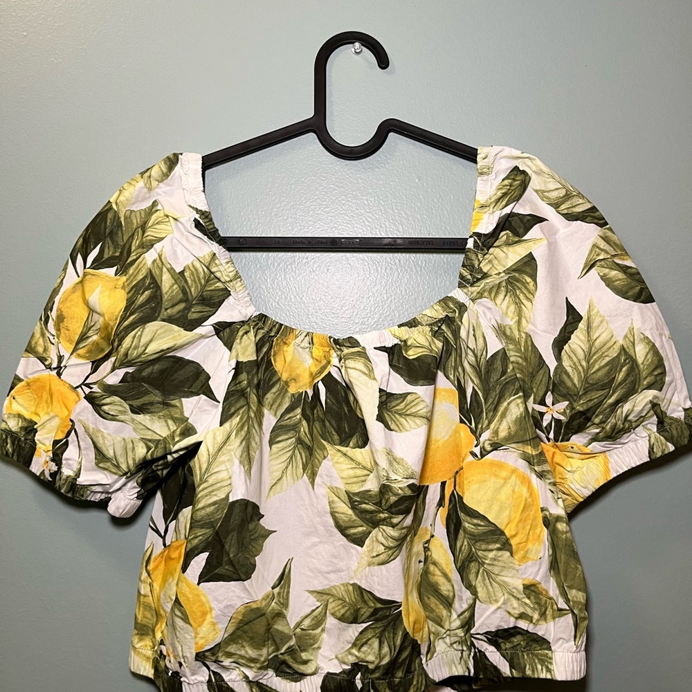floral lemon print women's top